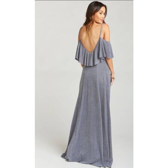 Show Me Your MuMu Renee Ruffle Maxi Dress Dancing Queen Shine Smoke XS NWT - Picture 4 of 10